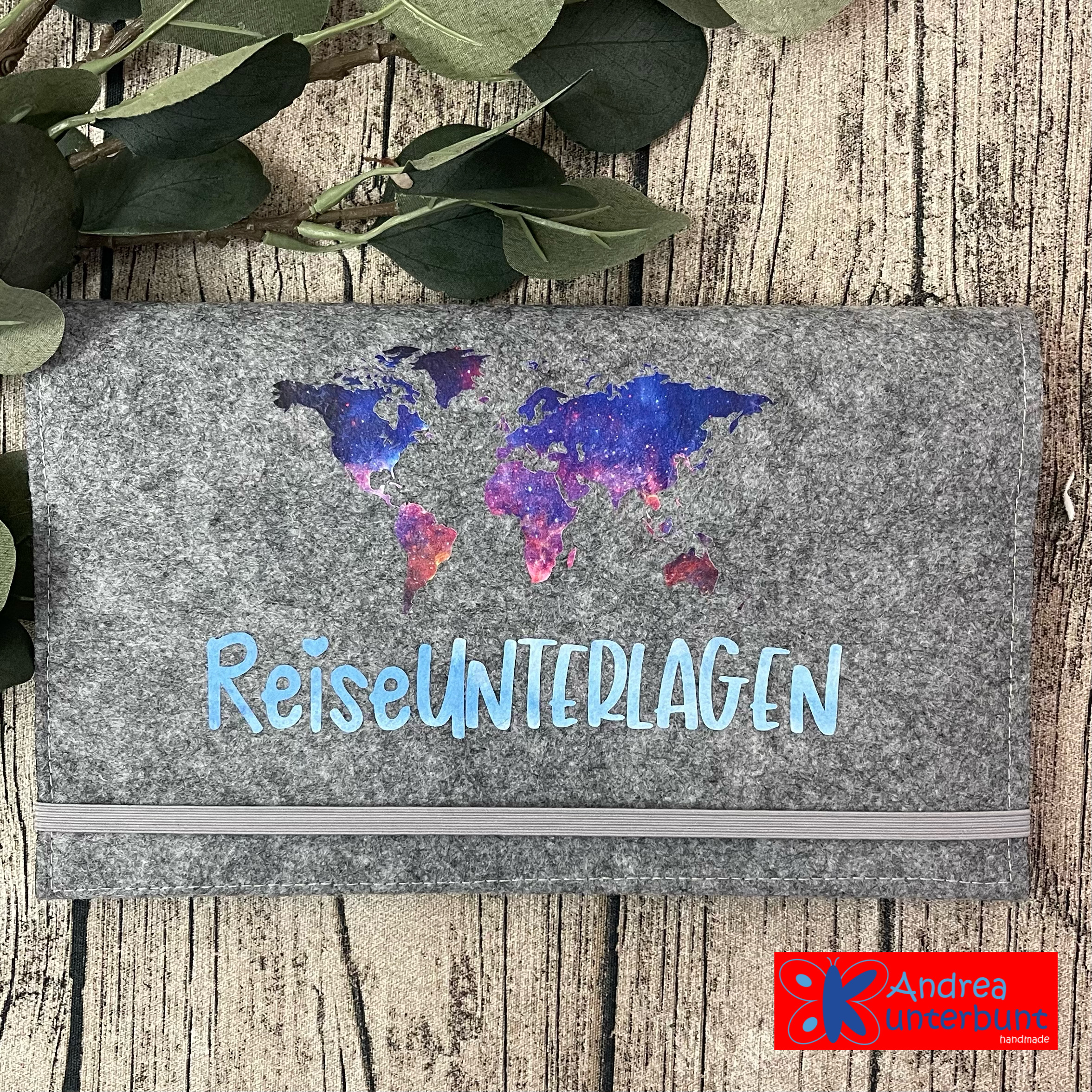 Reisepass-Hülle Welt Lila/Blau
