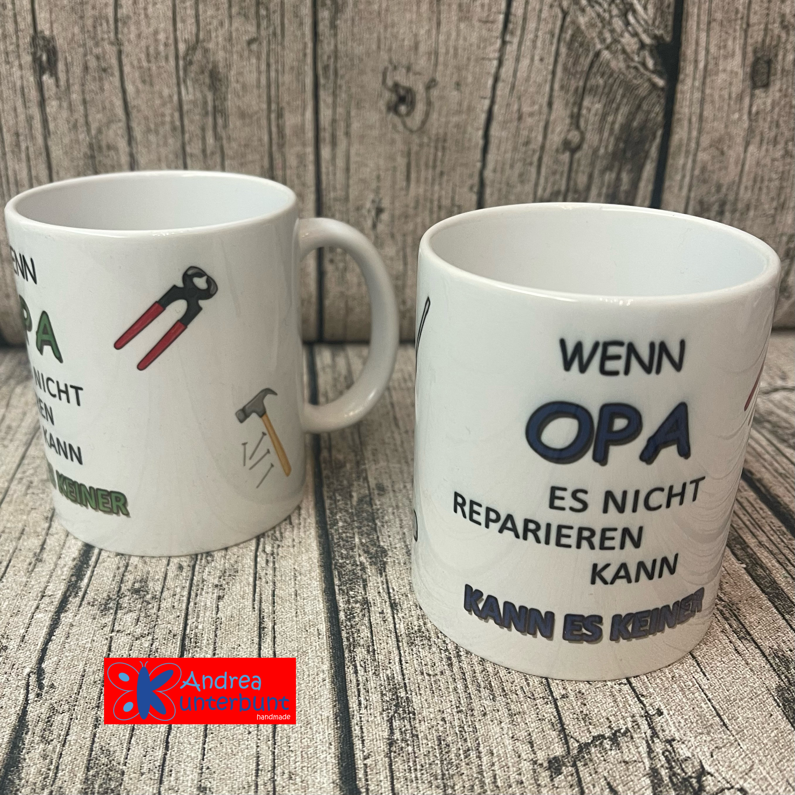 Keramiktasse Opa repariert
