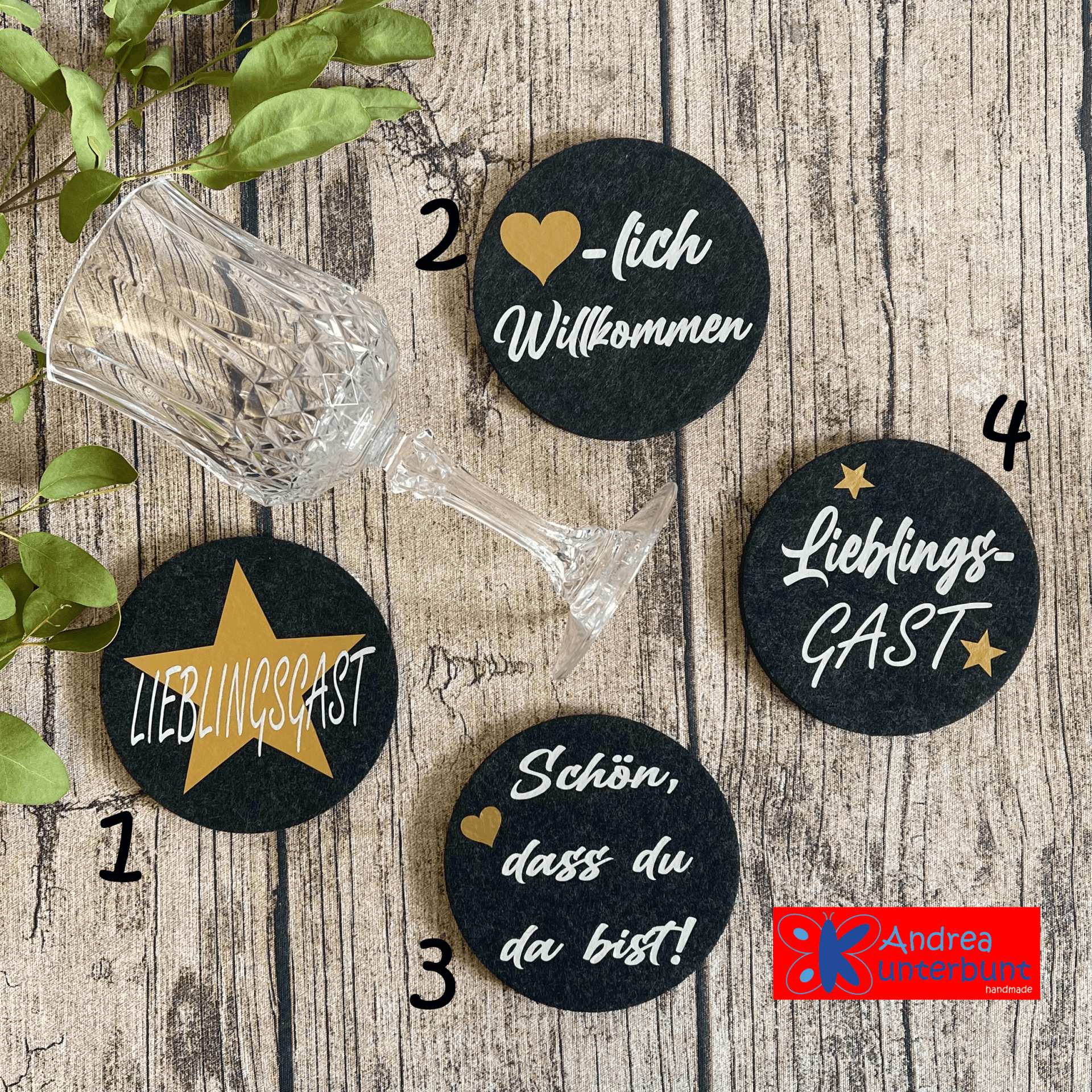 Filzuntersetzer "Willkommen"