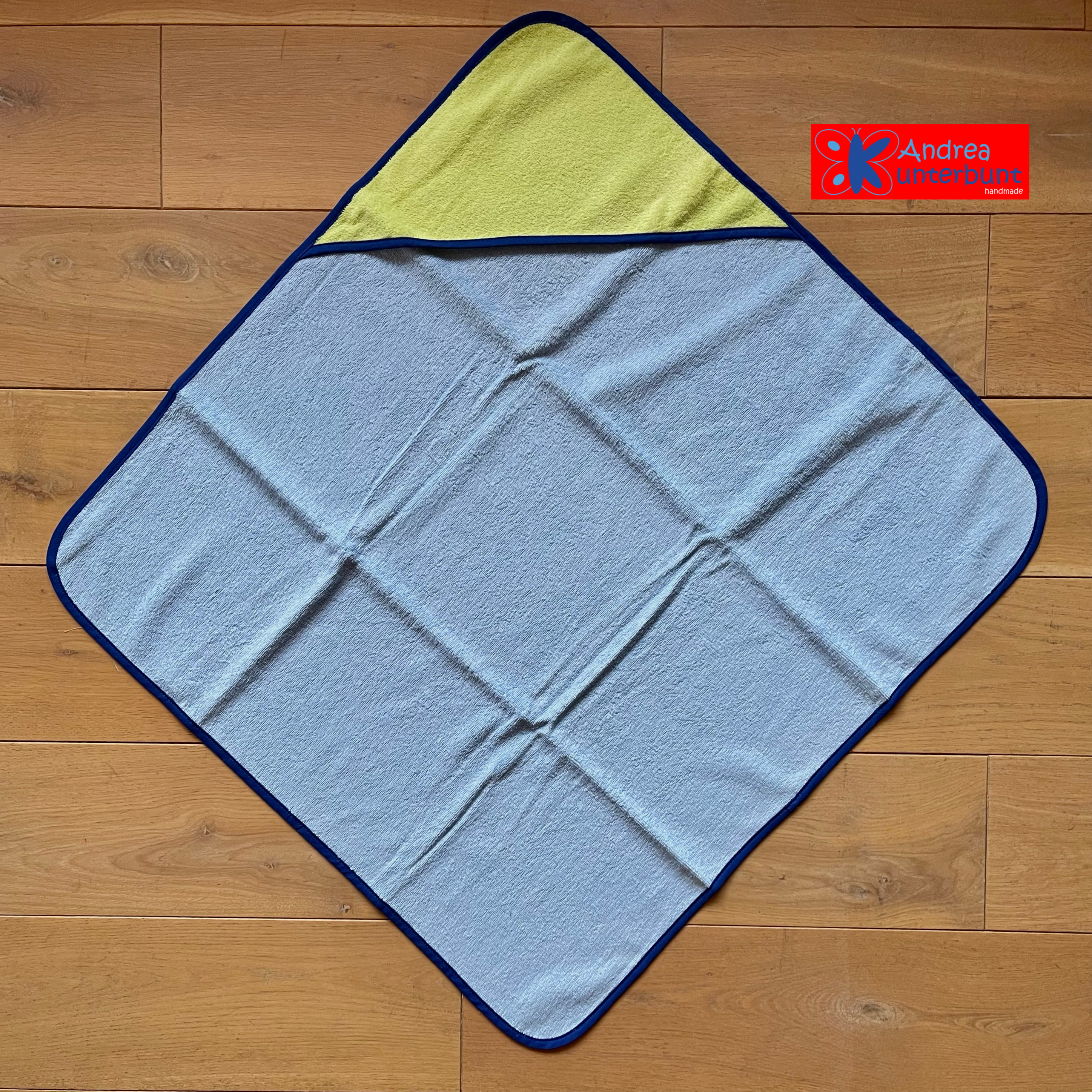 Kapuzenhandtuch 80x80 cm Limegrün - Hellblau