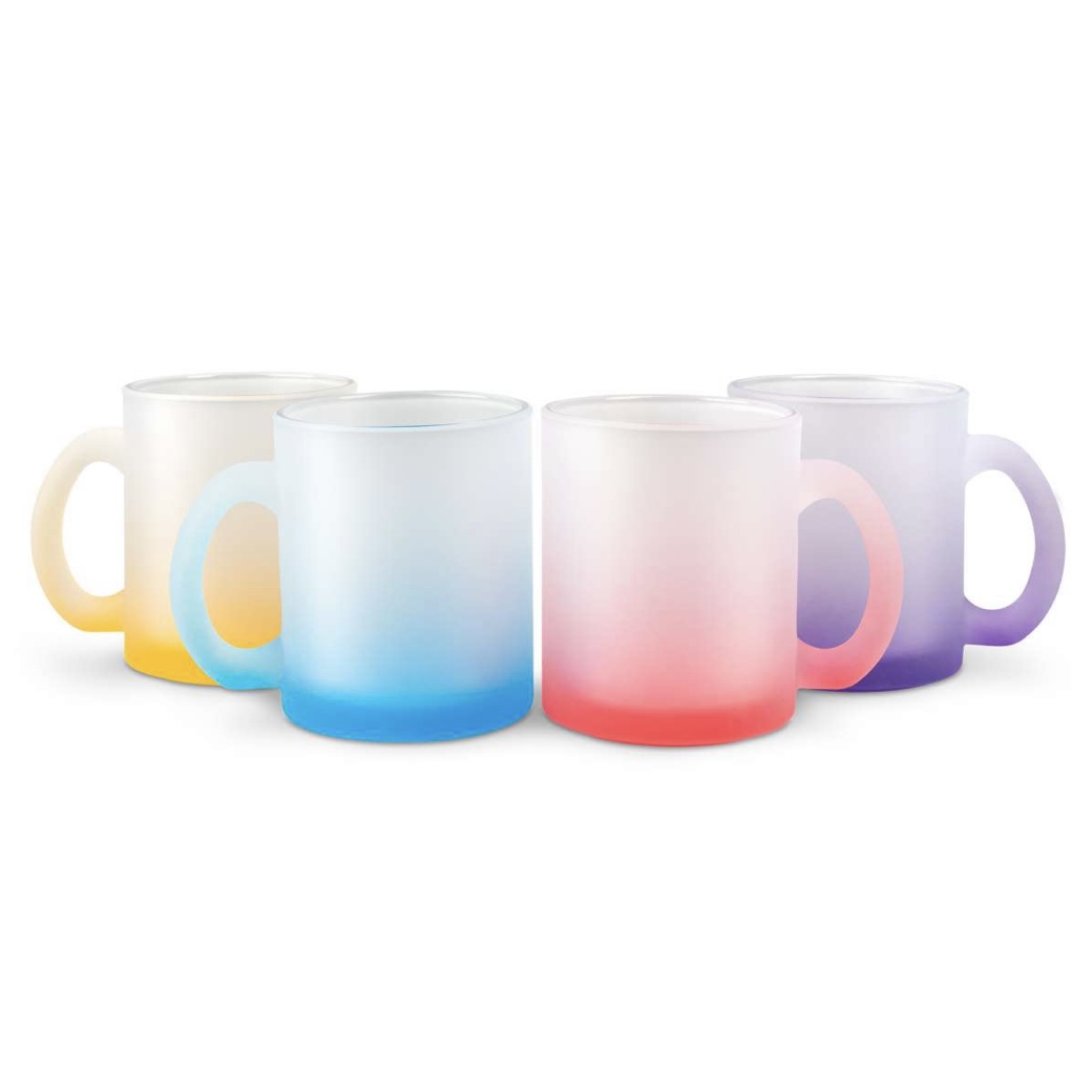 Satinierte Glastasse mit Farbverlauf - Personalisierbar