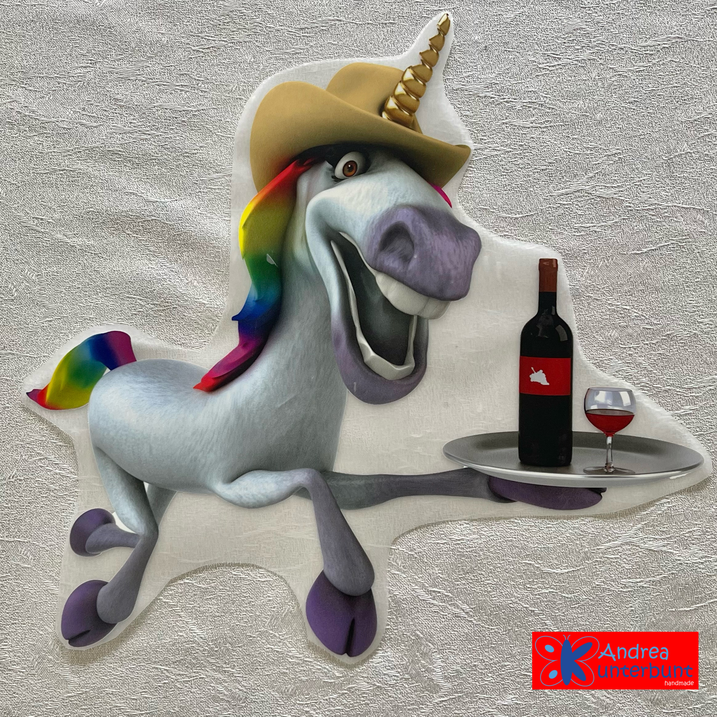 Einhorn Bügelbild Wein 3