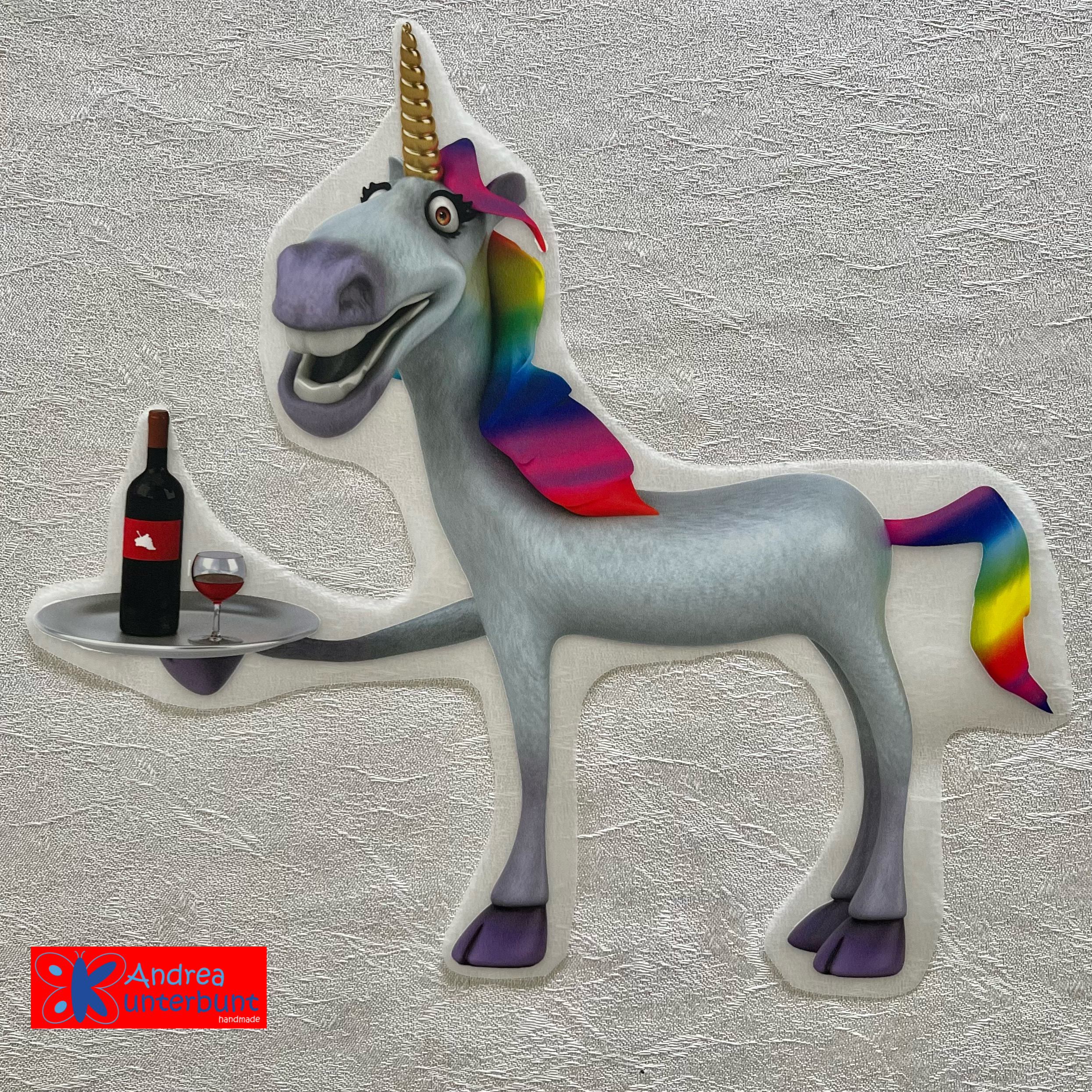 Einhorn Bügelbild Wein 2