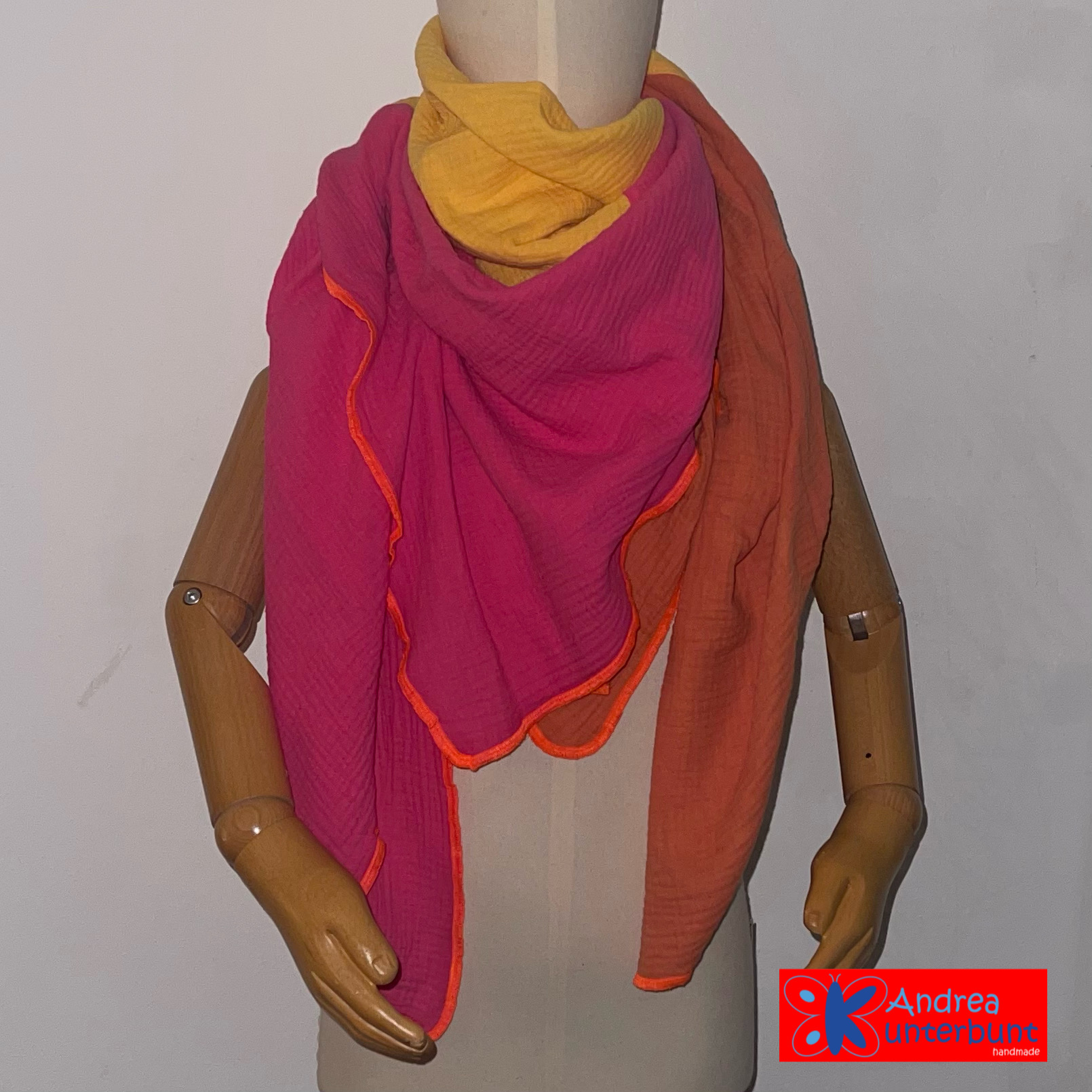 XXL-Musselintuch Orange / Gelb / Pink