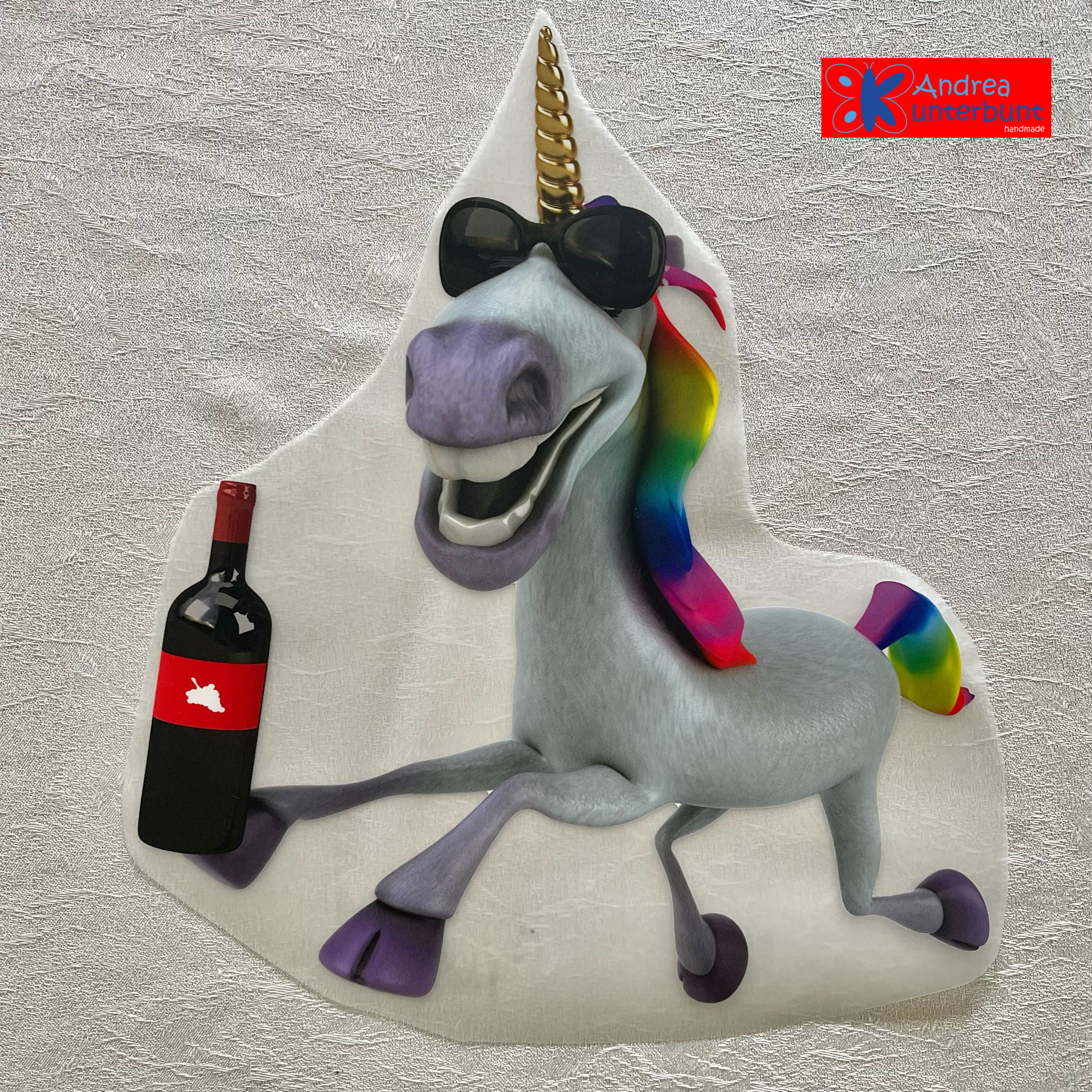 Einhorn Bügelbild Wein 4