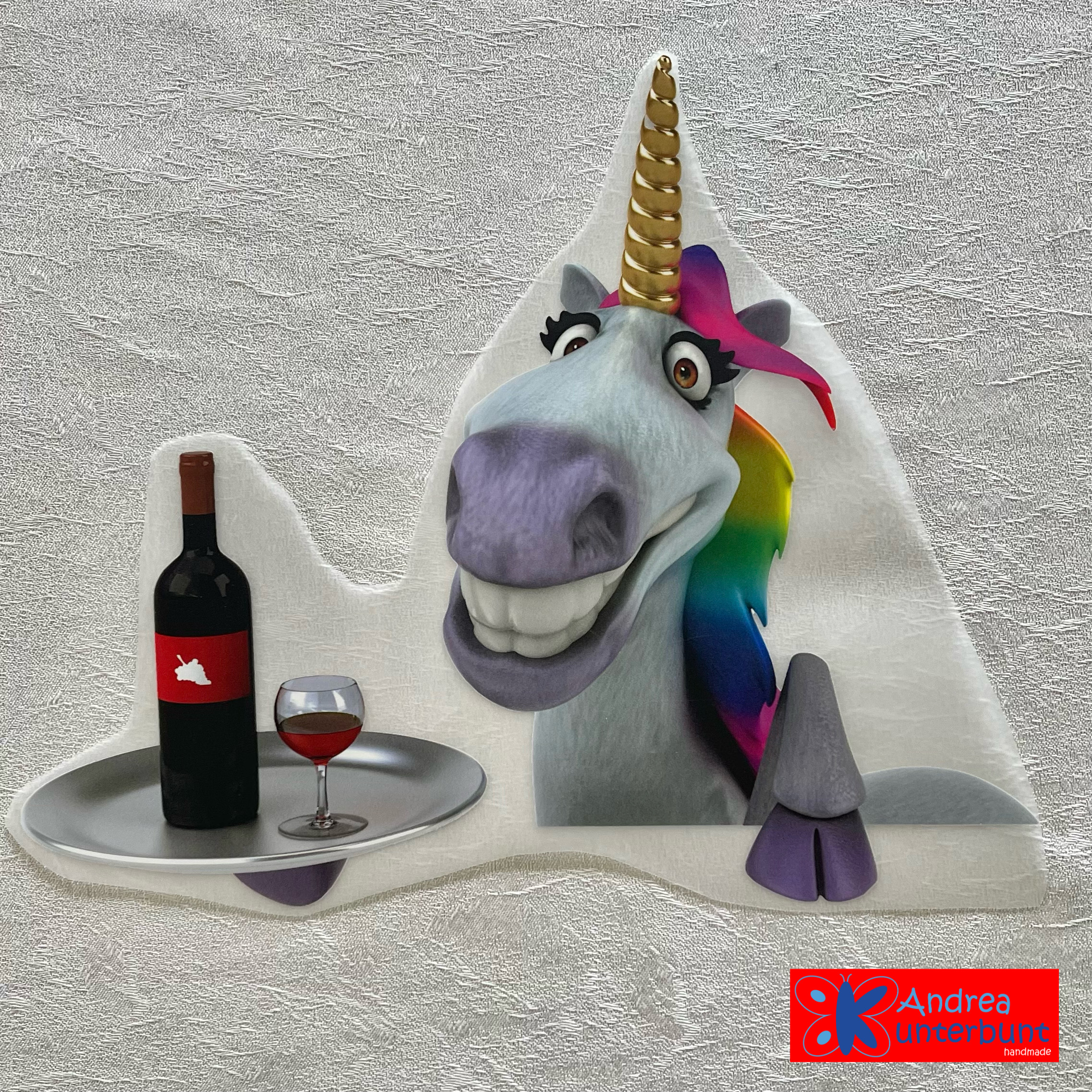 Einhorn Bügelbild Wein 1 